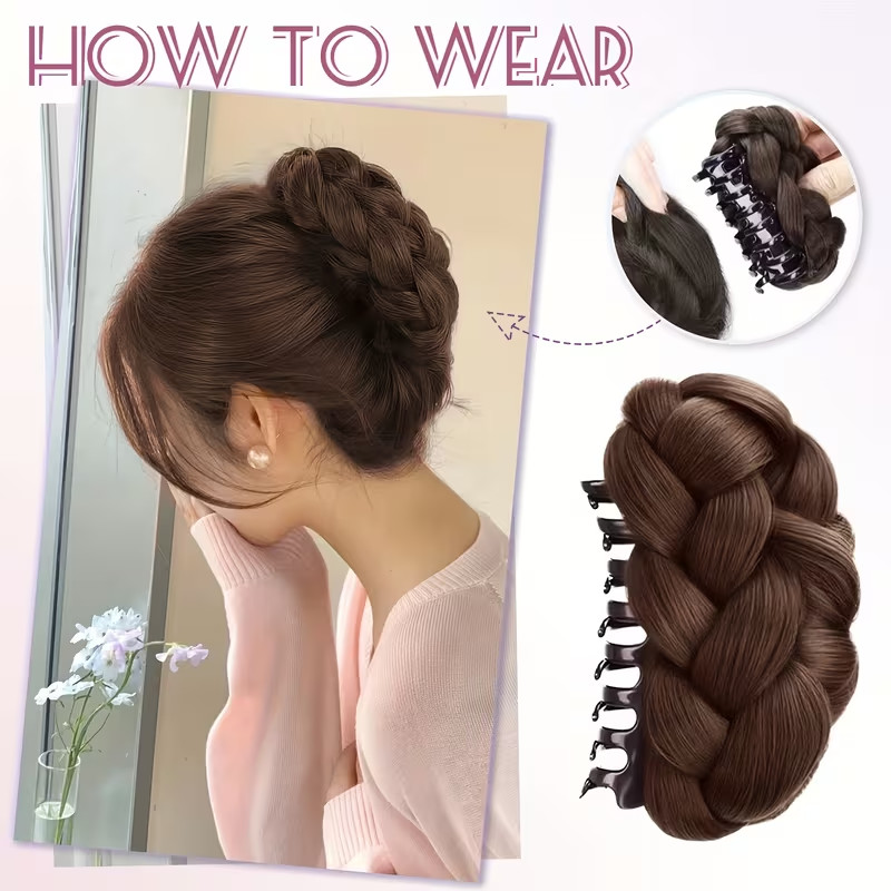 Chic Voluminous Hair Bun Wig Made from High-Temperature Synthetic Fibers.