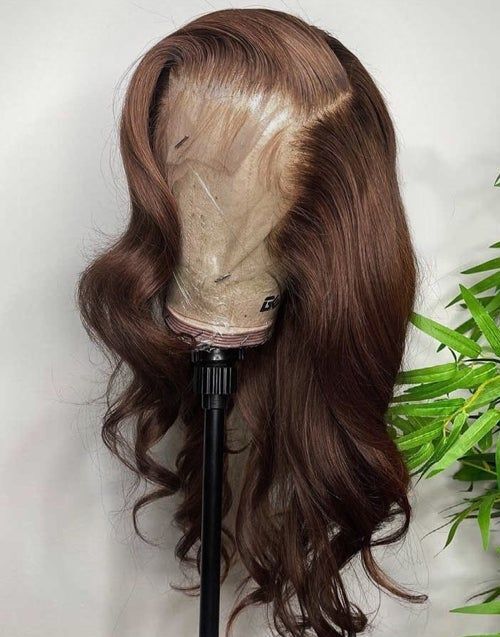 20 in Chocolate Brown Body Wave Lace Front Human Hair Wigs PrePlucked Brazilian