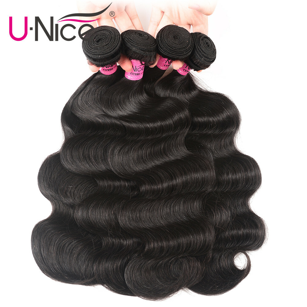 UNice Hair Indian Body Wave Bundles Human Hair Extensions Weaves Double Wefts US