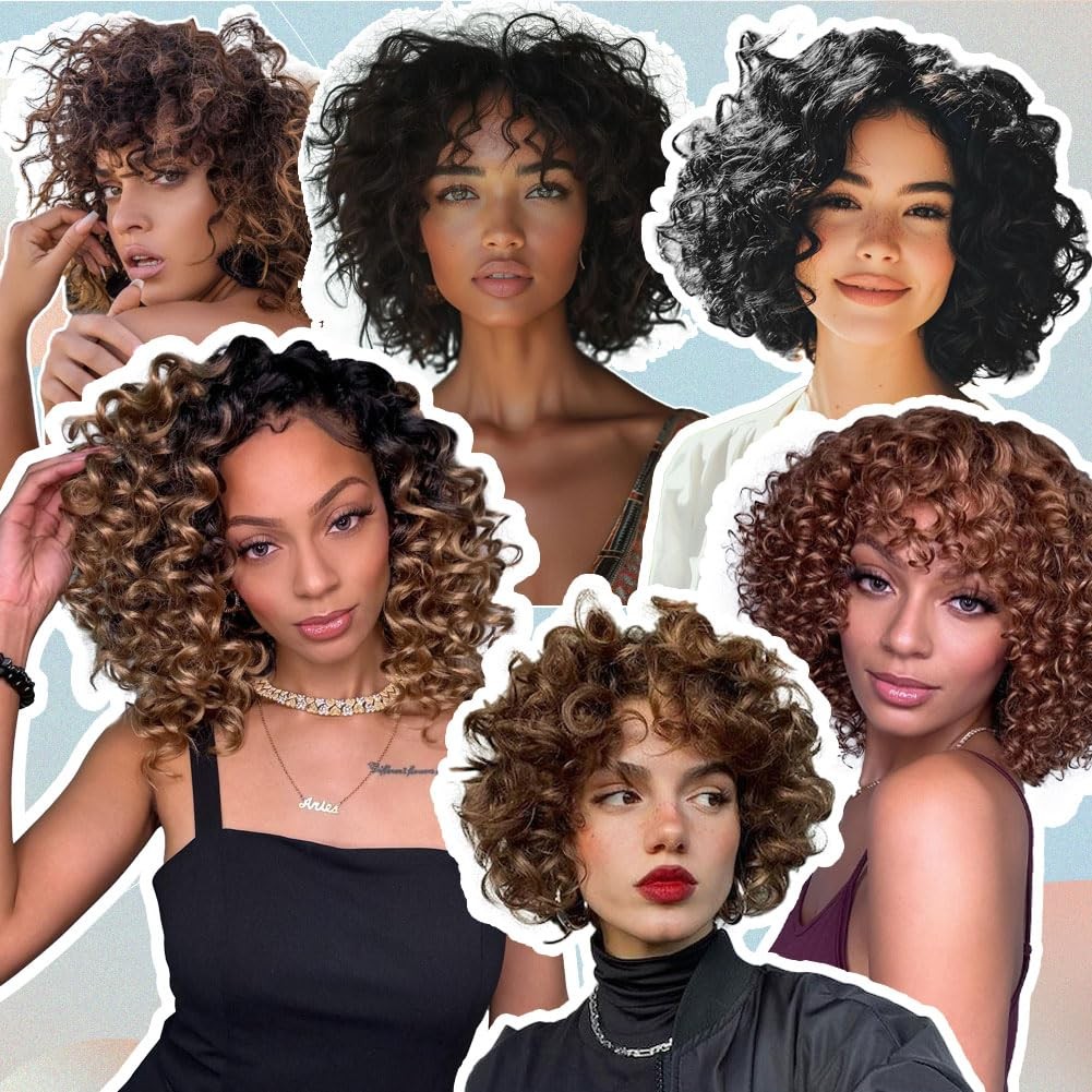 LOSMOEER 8 Inch Deep Ocean GOGO Curl Crochet Hair for Black Women, Water Wave Sy