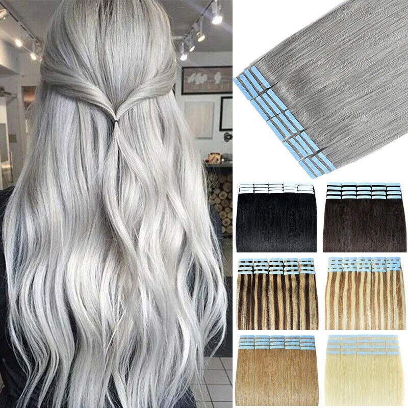 Seamless Tape In Hair Extensions Real Human Hair Skin Wefts Highlight Thick Hair