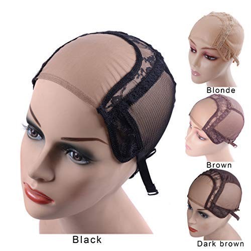 YANTAISIYU 4X4 Inch U Part Swiss Lace Wig Cap for Making Wigs S(52cm), Black