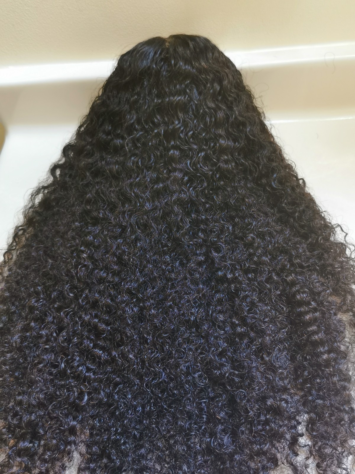 Quality Natural Black Burmese Curly Human Hair Glueless Closure Wig 24″ Handmade
