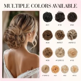 Claw Clip Messy Bun Hair Piece 100% Real Human Hair #4P27 Medium Brown Mix