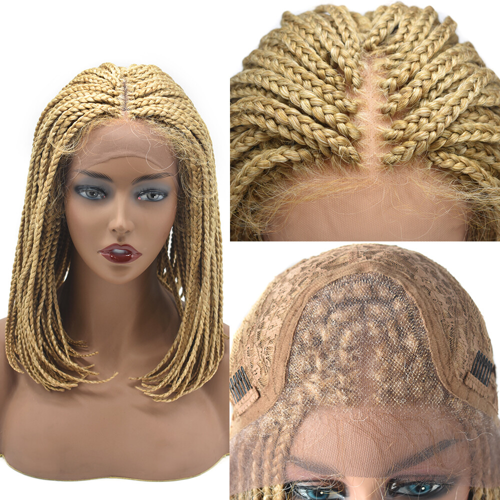 Lace Front Box Braided Cornrow Wig with Baby Hair for Black Women 16″ Braids Wig