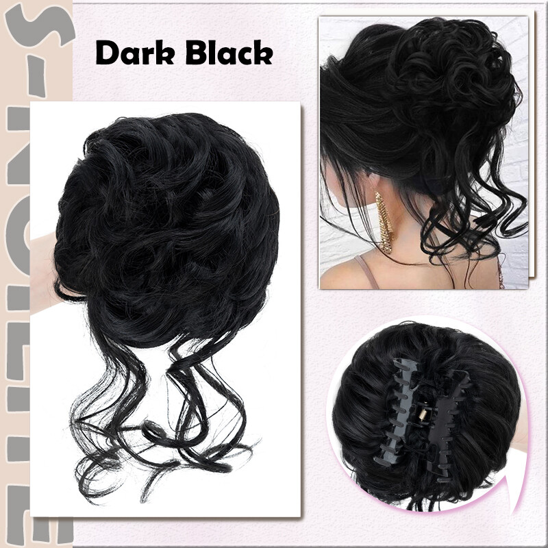 Clip on in Messy Bun Curly Hair Piece Extensions Hair Wedding Claw Clip AS REAL