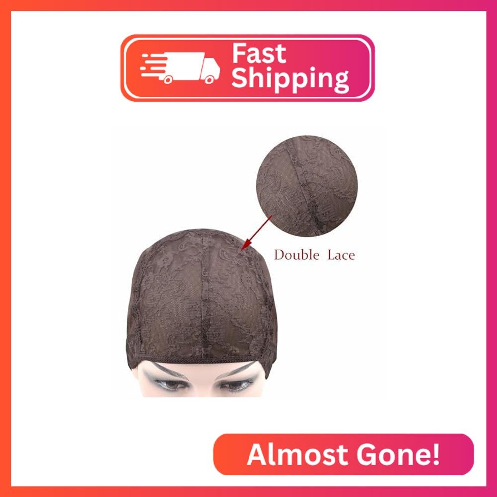 YTBYT 2 Pcs Double Lace Wig Caps with Adjustable Straps Swiss Lace Hairnet on th