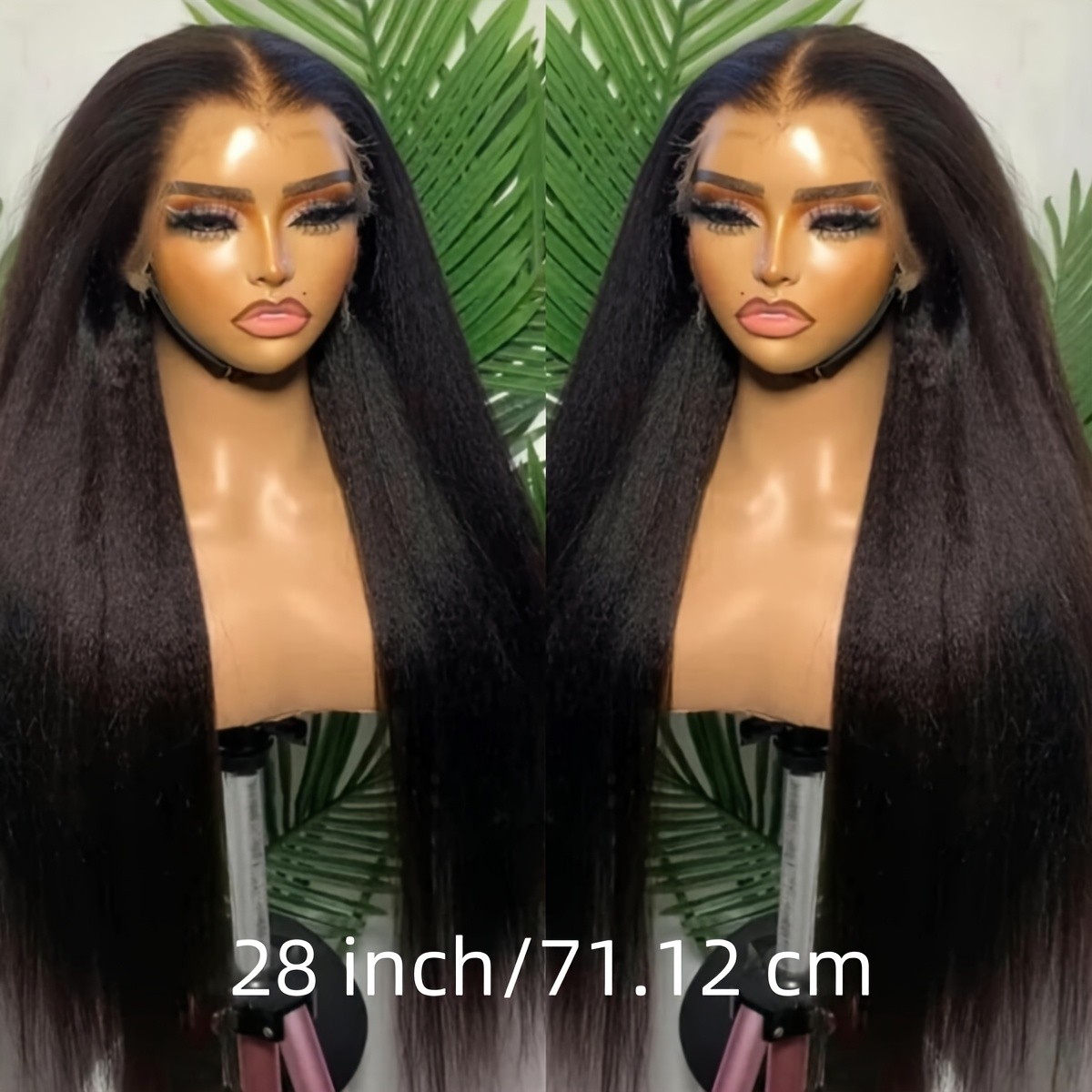 Kinky Straight Lace Front Wig Pre Plucked Natural Hairline 13×4 Black Hair Soft