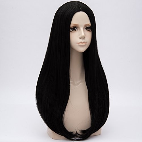 Black Wigs For Women Natural 24″ Long Straight Middle Hair Wigs Soft Daily Ba…