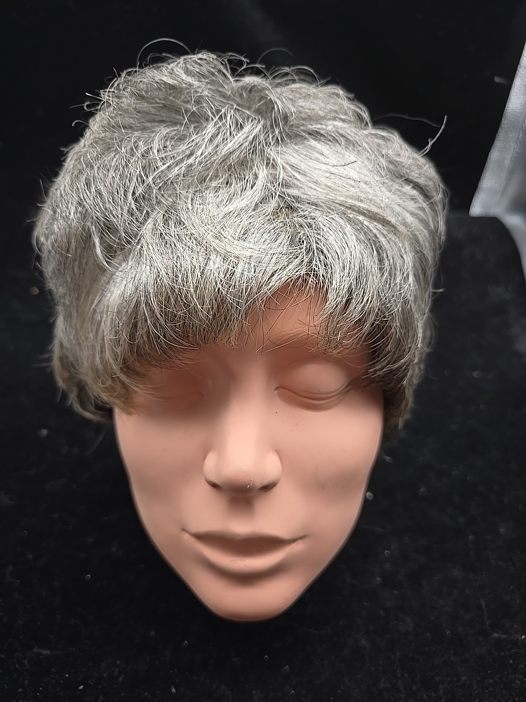 Foxy Silver Wig Short Gray Salt Pepper Shag Pixie Japanese Origin Indonesia