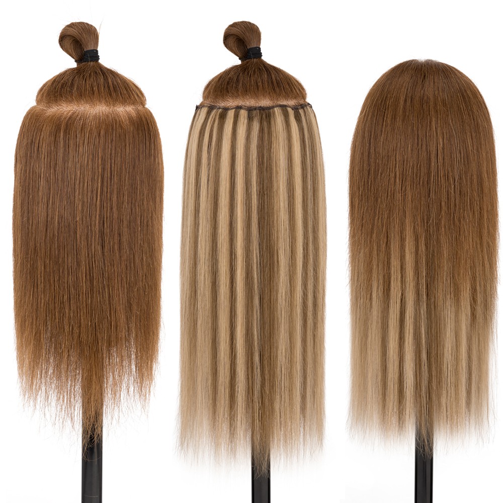 6pcs 6 Clips in 100% Human Hair Extensions Short Hairpiece Lace Weft Highlights