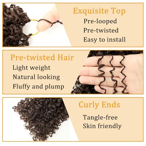 8 Packs Brown Yanky Twist Crochet Hair Pre-looped Crochet 10 Inch (Pack of 8) 4