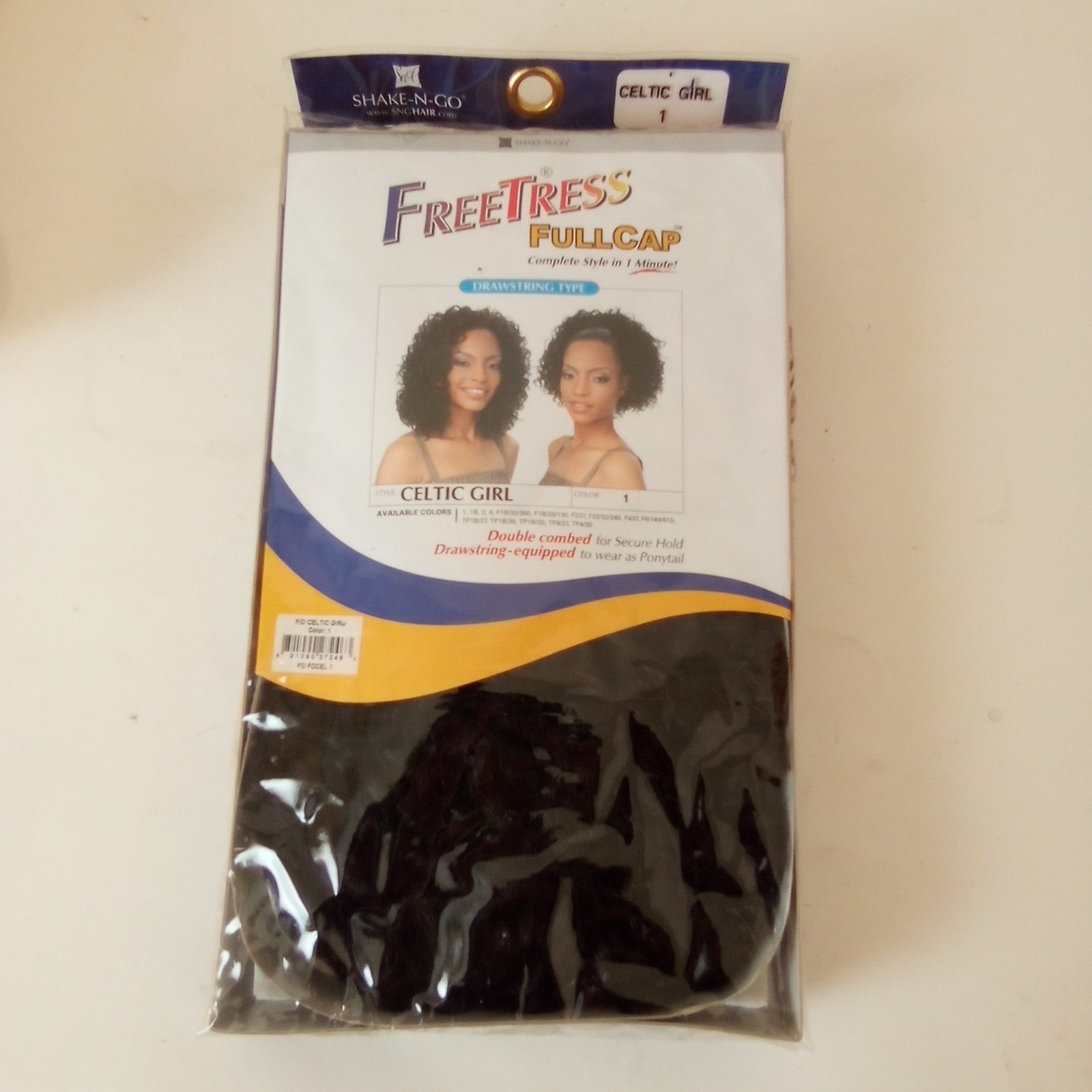 Free Tress Equal Drawstring Full Cap Natural Me Celtic Girl Color 1 Wig NWT
