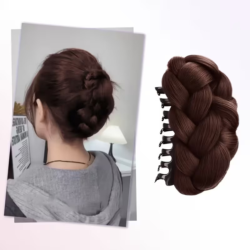 Chic Voluminous Hair Bun Wig Made from High-Temperature Synthetic Fibers.