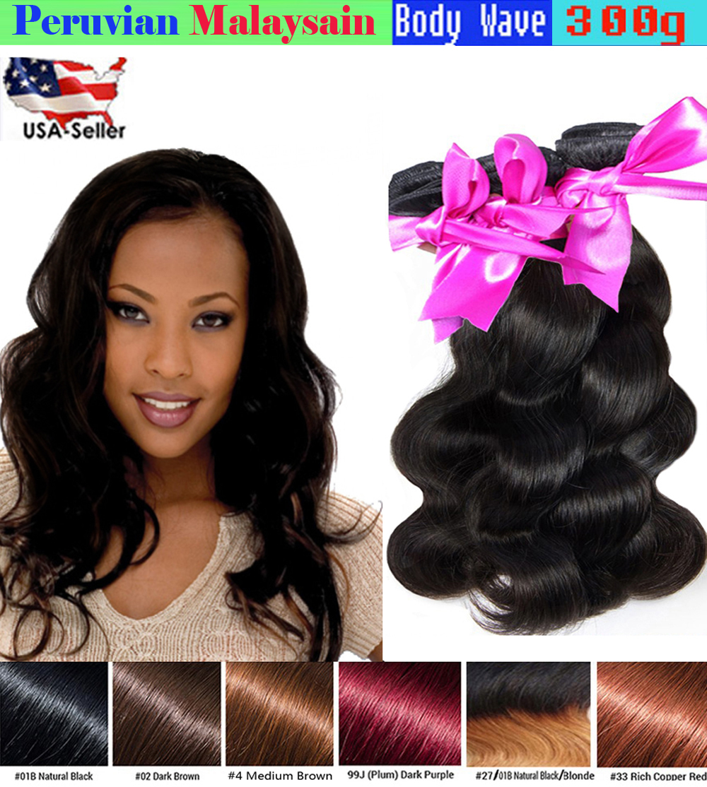 Body Wave 100% Unprocessed Virgin Peruvian/Malaysian Human Hair 1 or 3 bundles