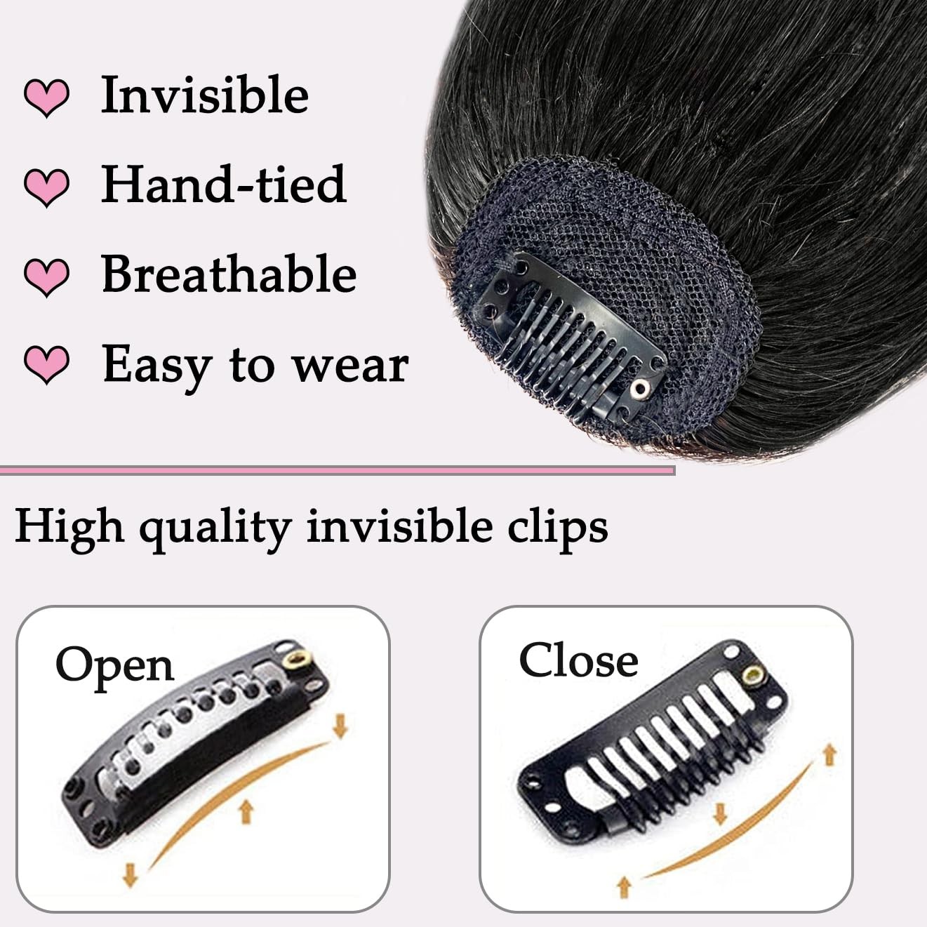 ORIGEN Clip in Bangs Real Human Hair Clip on Wispy Bangs Fringe with Temples …