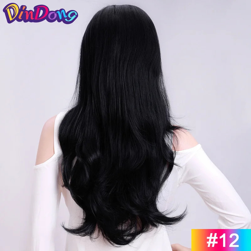 Clips In 24 Inch Blonde Synthetic Long Wavy 3/4 Half Wig Hairpieces For Women