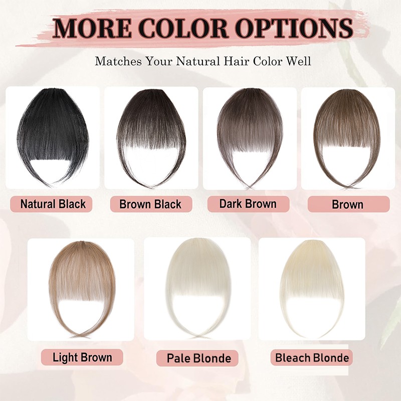 100% Remy Human Hair Bangs Fringe Clip in Air Thin Topper Hairpiece Extensions