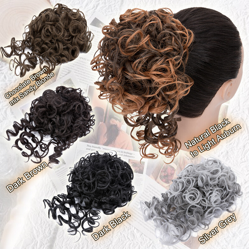 Drawstring Scrunchie Updo Loose Wave Large Curly Hair Bun Extension w/ Ponytail