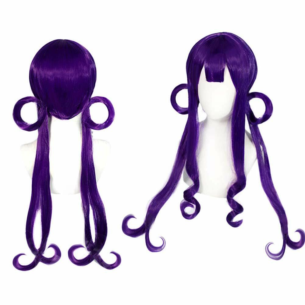 ANOGOL Wig Cap+Purple Wigs Long Wavy Cosplay Wig Purple Cosplay Wigs for Anime