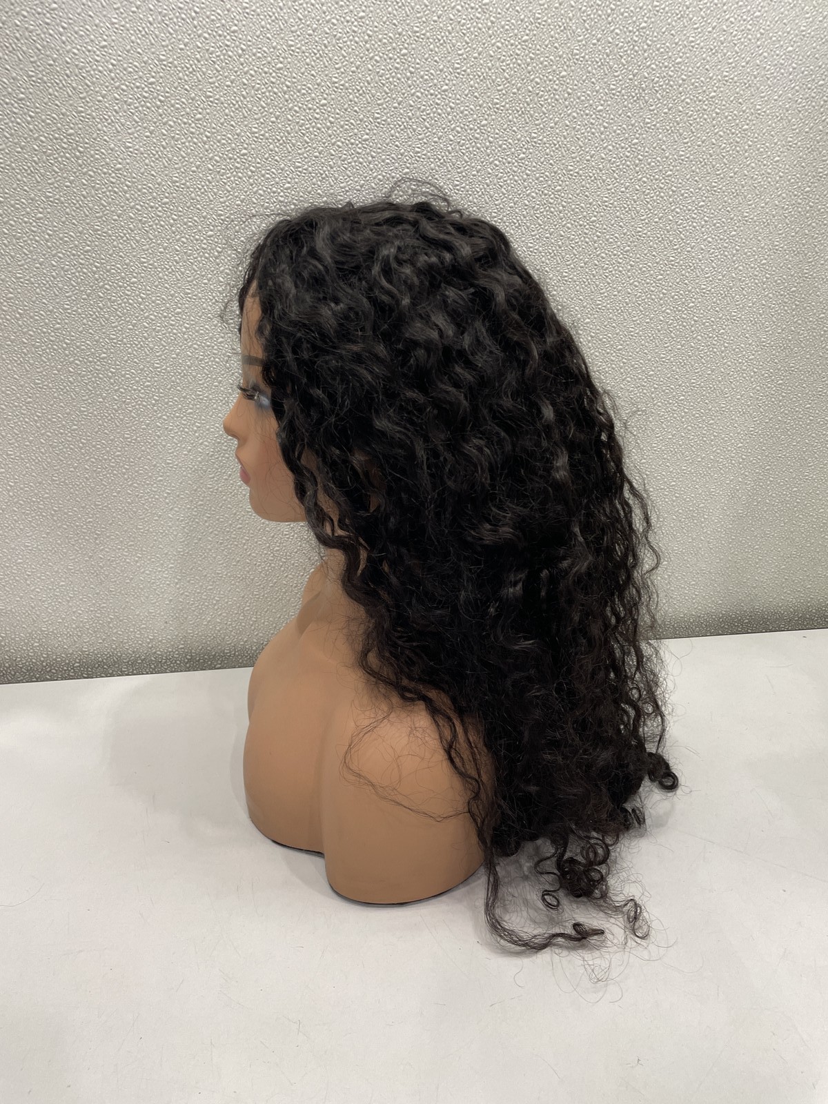 CurlyMe Natural Black Burmese Curly Human Hair Glueless Half Wig, 26″