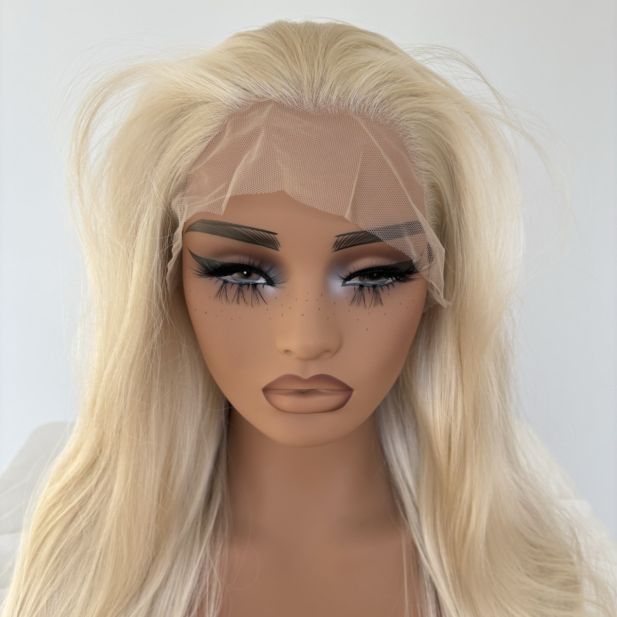 Soft Lace Frontal Wig Natural Long Straight Heat Resistant Hair Platinum blonde