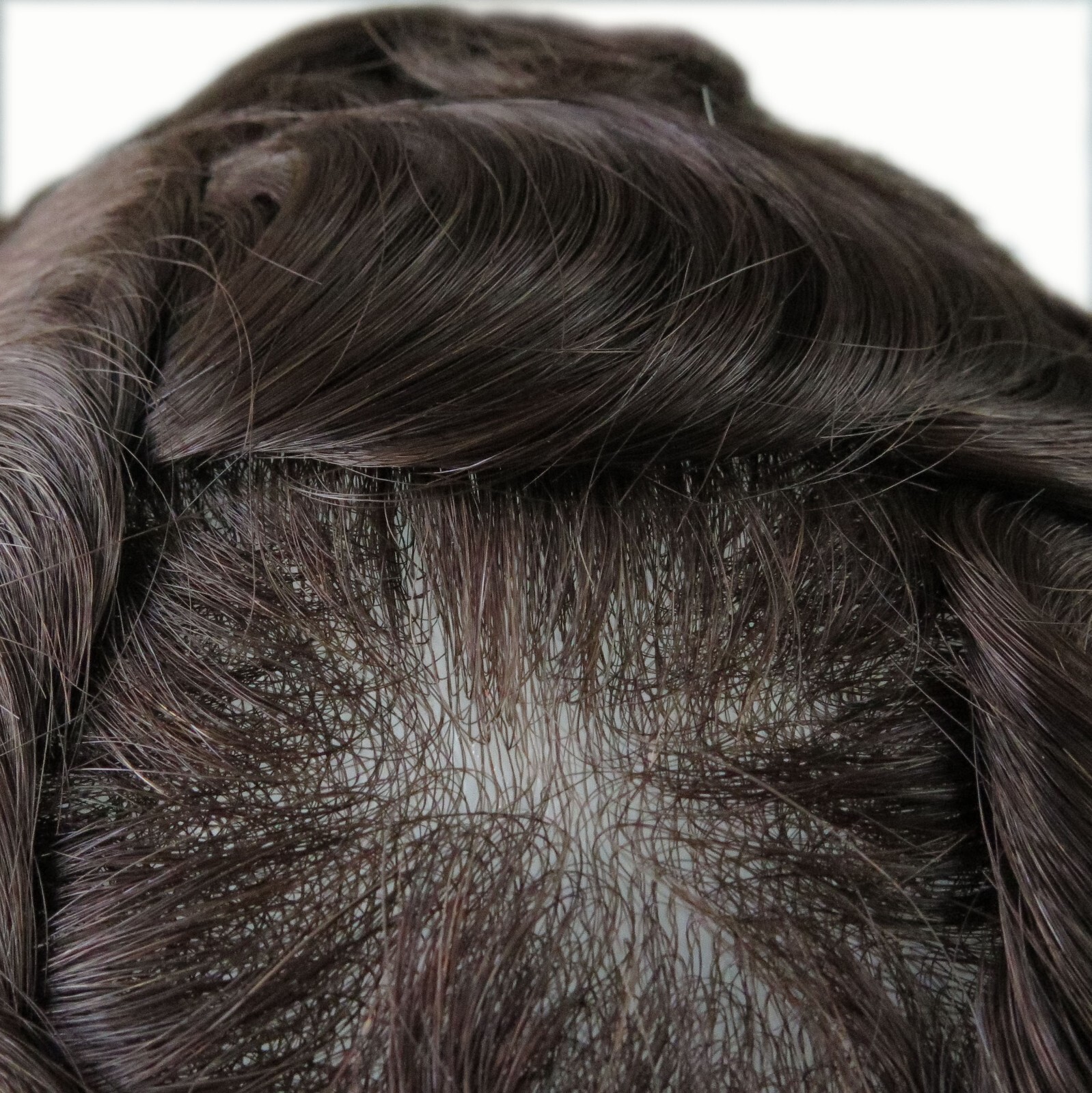 Super Ultra Thin Skin Mens Toupee Human Hair Replacement System Hairpieces BROWN
