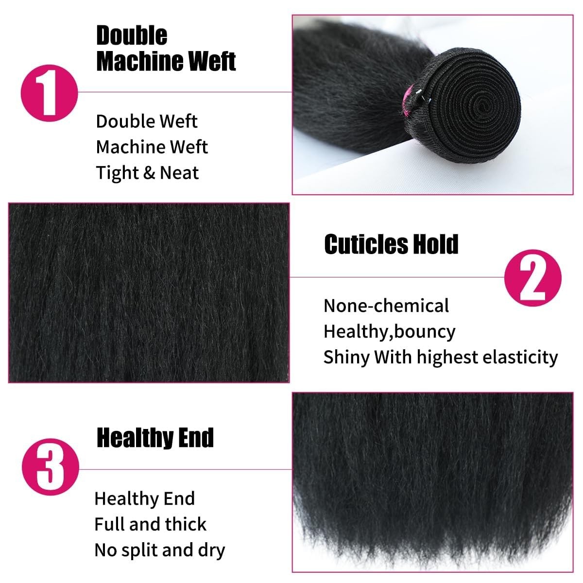 20-Inch Kinky Straight Bundles: Brazilian Virgin Human Hair for Elegant Styles