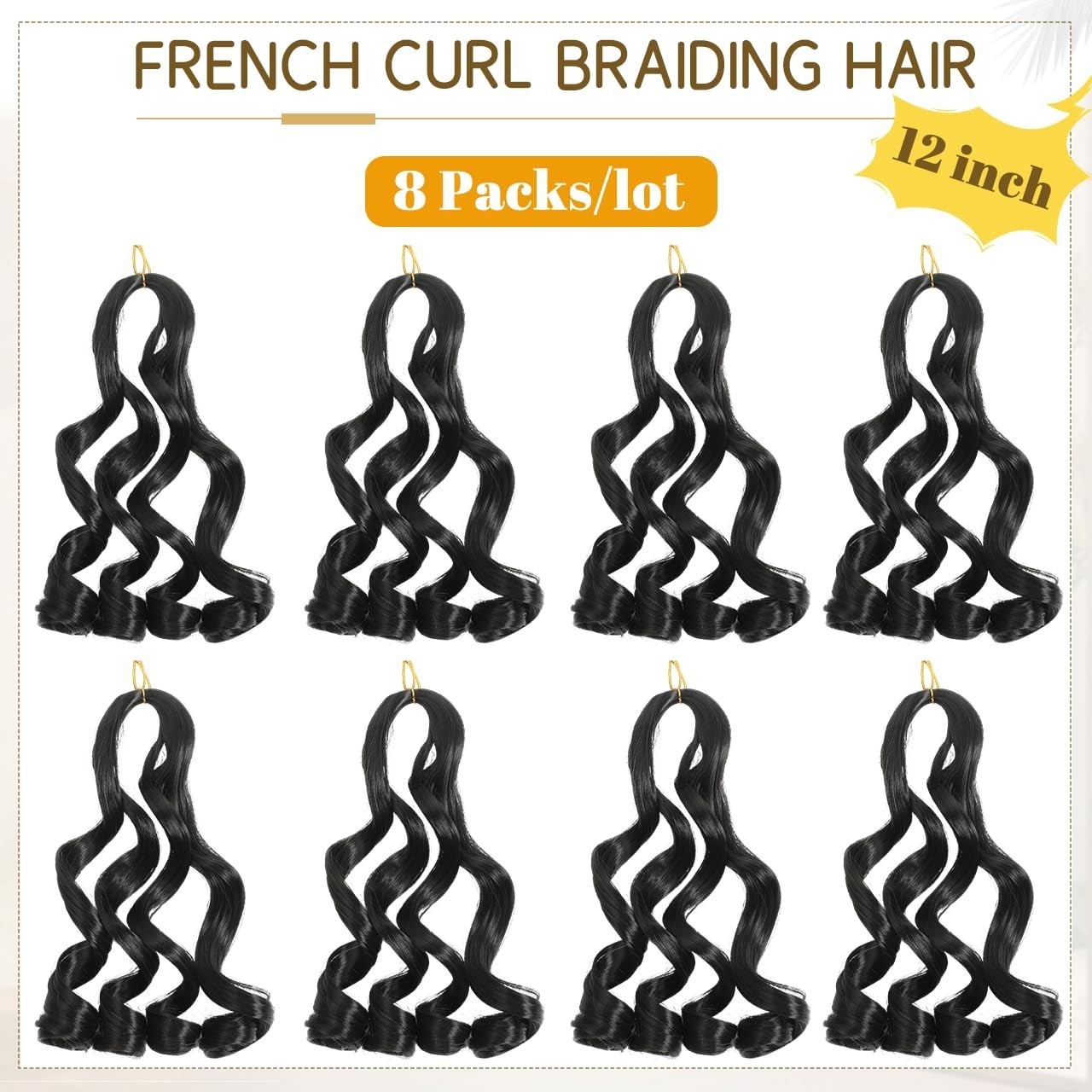 French Curl Braiding Hair 12 Inch Pre Stretched Bouncy Curly Extensions 16 Total