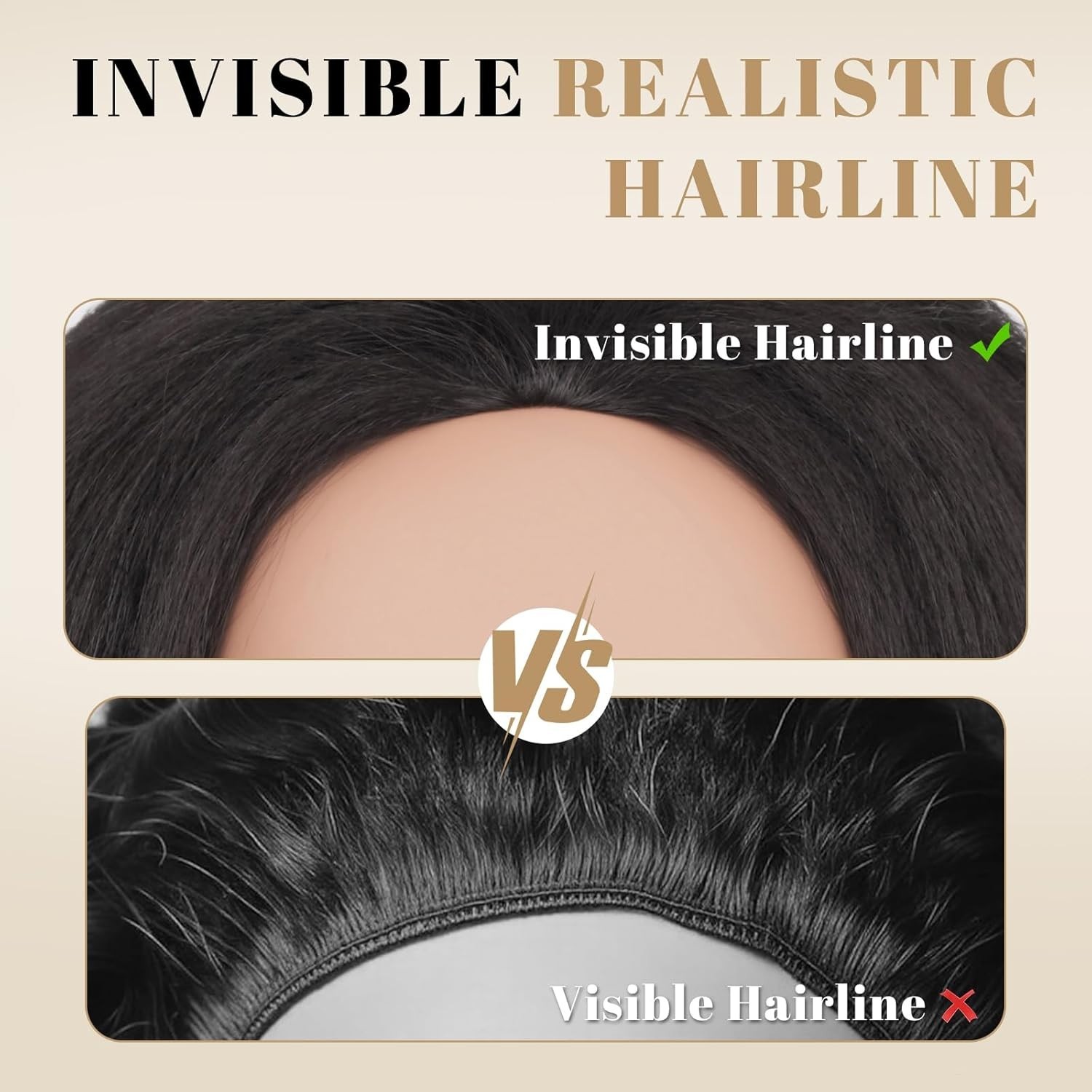 Kinky Straight Half Wig for Women, 3 in 1 Yaki Drawstring Glueless Synthetic Wig