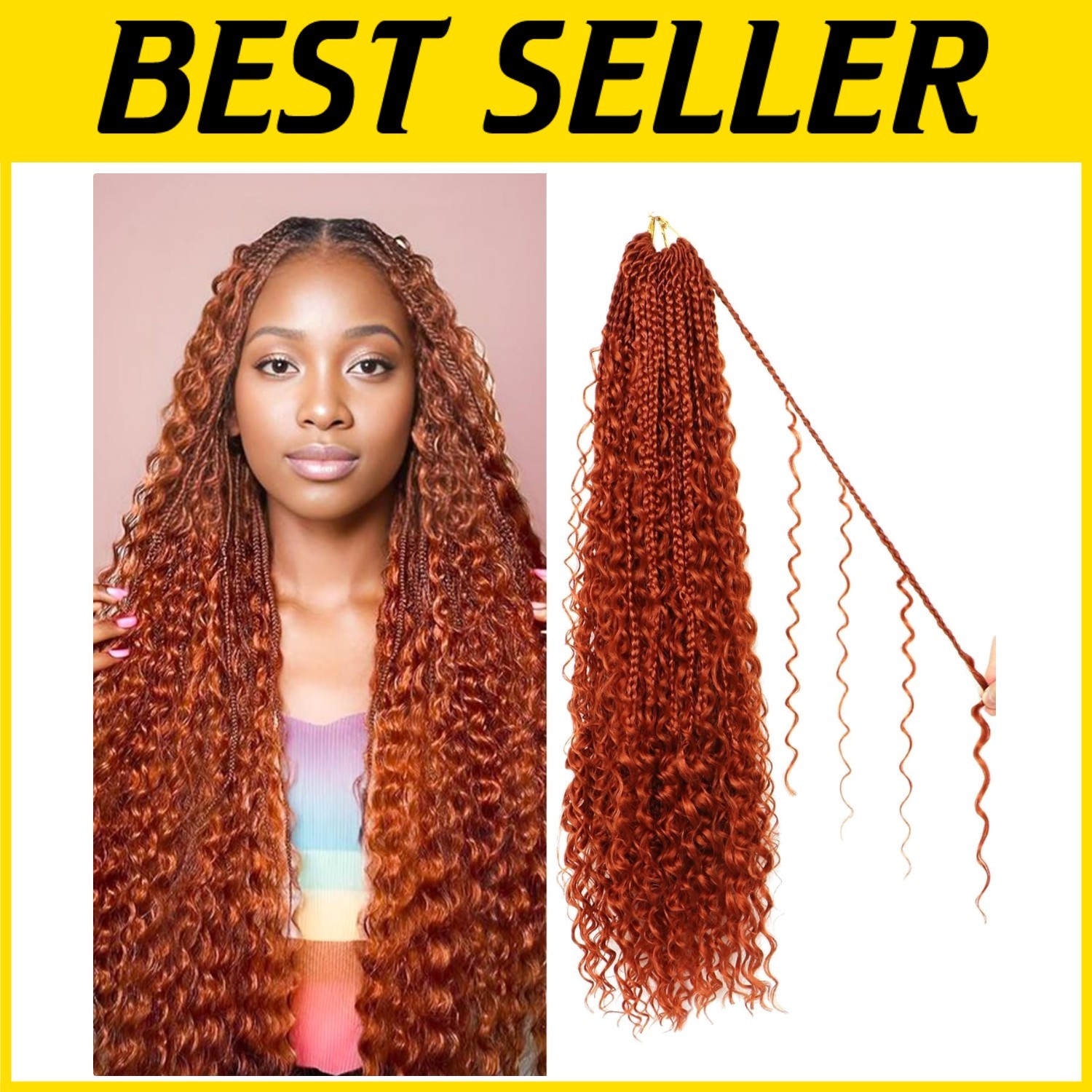 Pre-looped 24 Inch Box Braids – Goddess Boho Hair 8-Pack