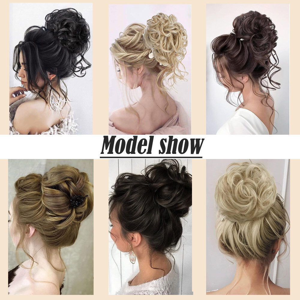 Large Thick Messy Bun Scrunchie Updo False Cover Curly Hair Extensions Hairpiece