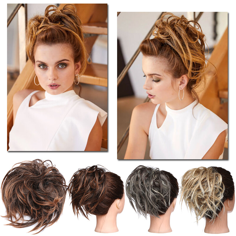 THICK X-LARGE Messy Bun Hair Piece Scrunchie Updo Wrap Hair Extensions as Human