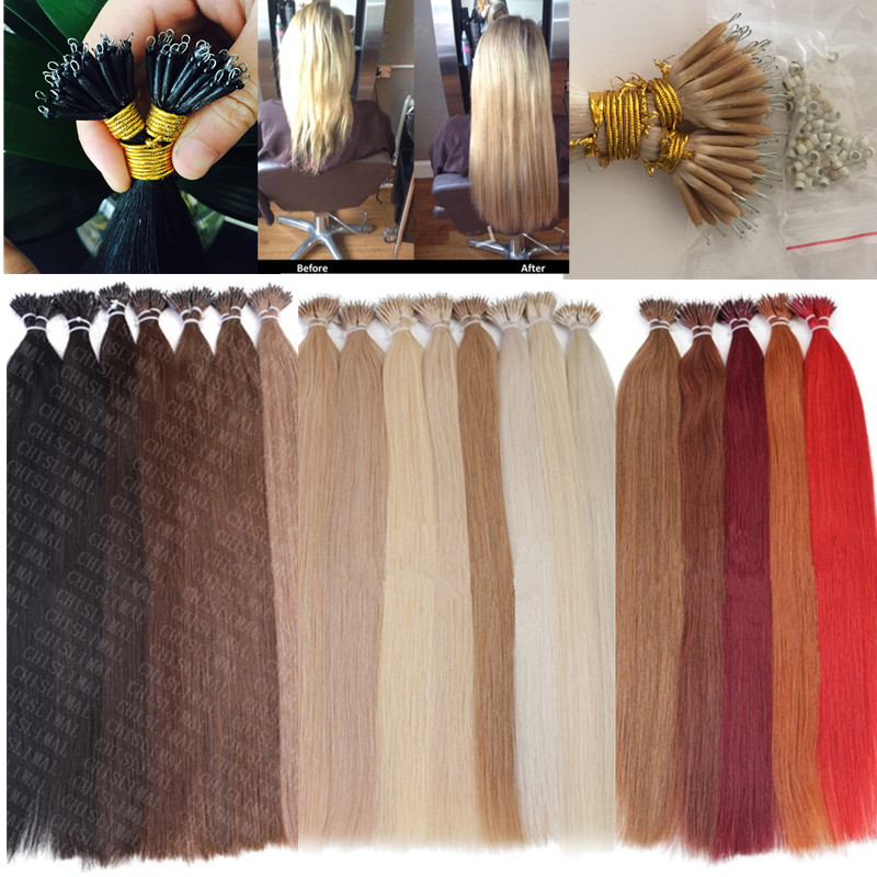 50/100S Nano Ring Beads Remy Brazilian Virgin Human Hair Extensions 0.5g/s