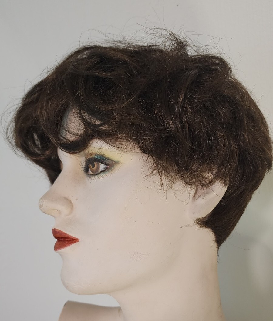 Paula Young Joy A3269 Brunette Short Wavy Bangs Wig Fun Casual Curl
