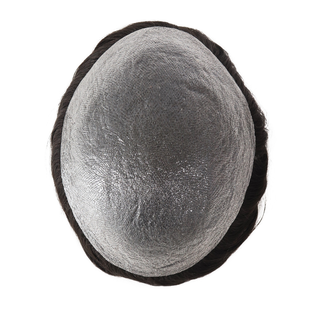 Ultra Thin Skin Super Mens Toupee Human Hair System 0.02mm Hairpieces #1B