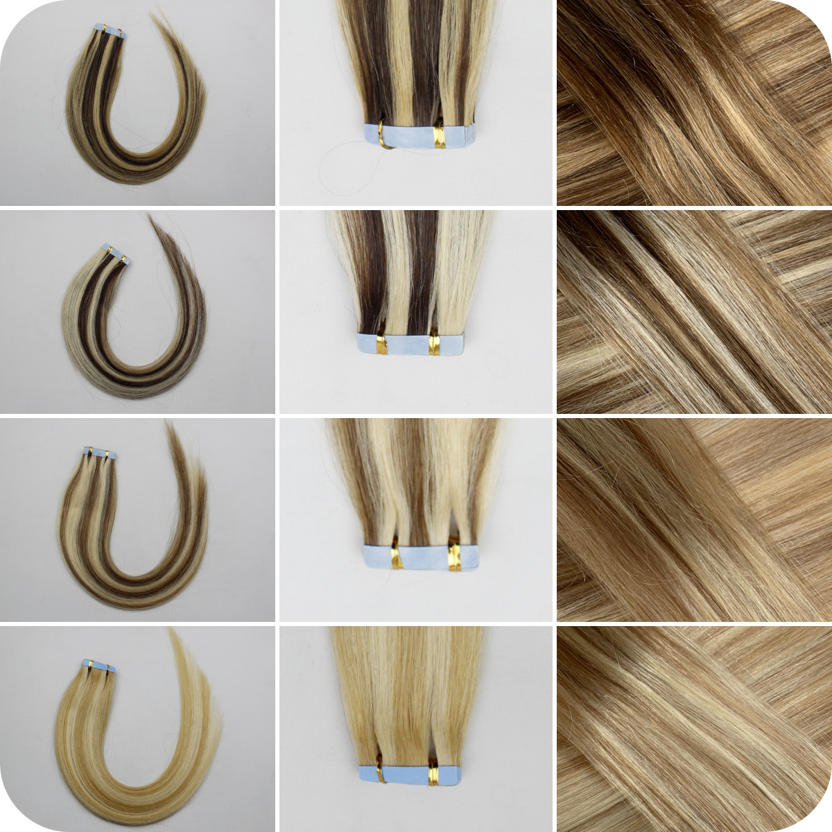 Tape in Hair Extensions Real Human Hair Double Stitched Invisible Skin Weft Hair