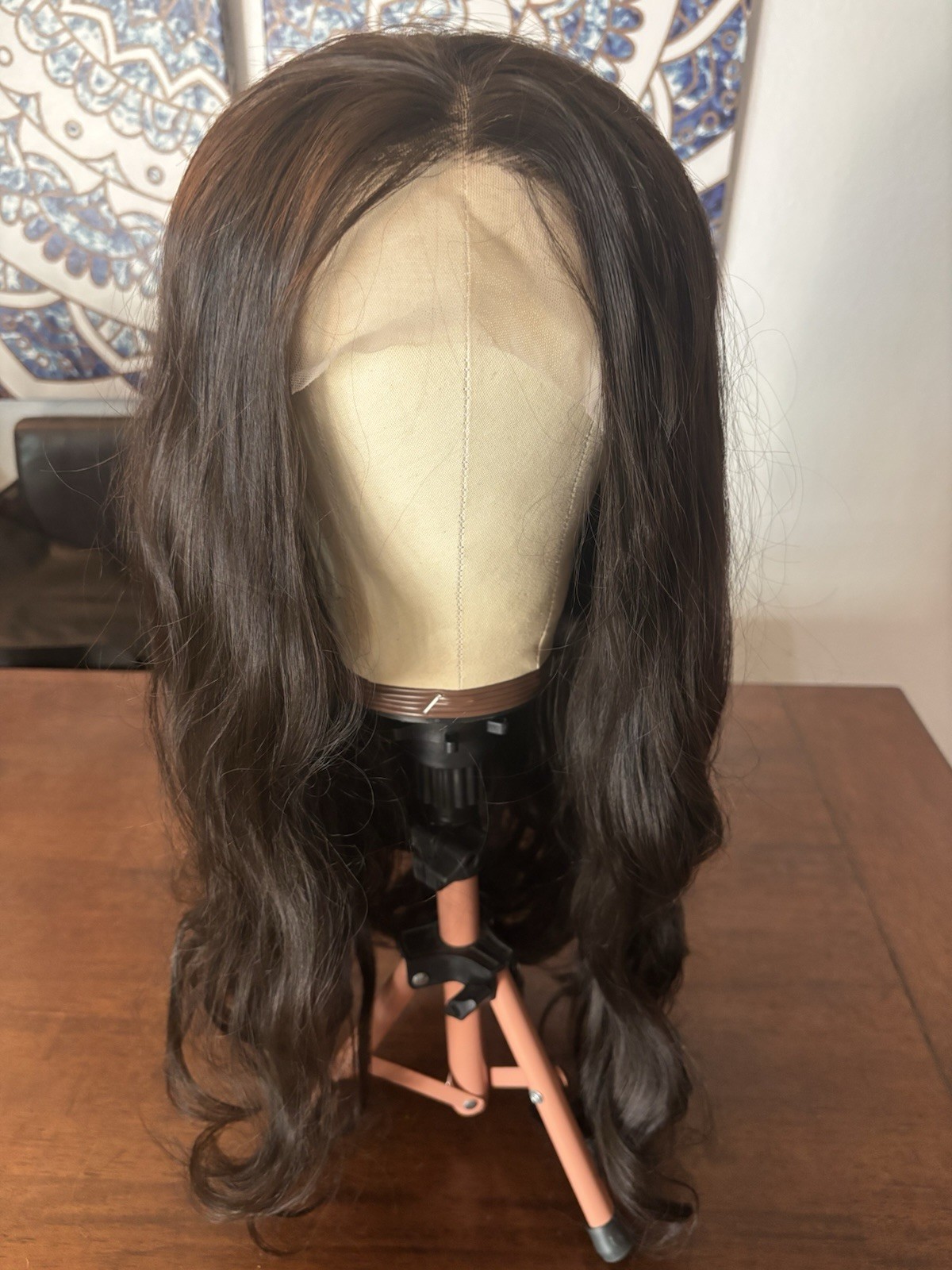 Lace Front T Part Synthetic Beautiful Brunette 26-28in Curly Wig