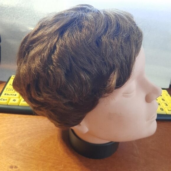 NEW ! Women & Men Short Hair 10×8 Curly Wig Dark Blonde