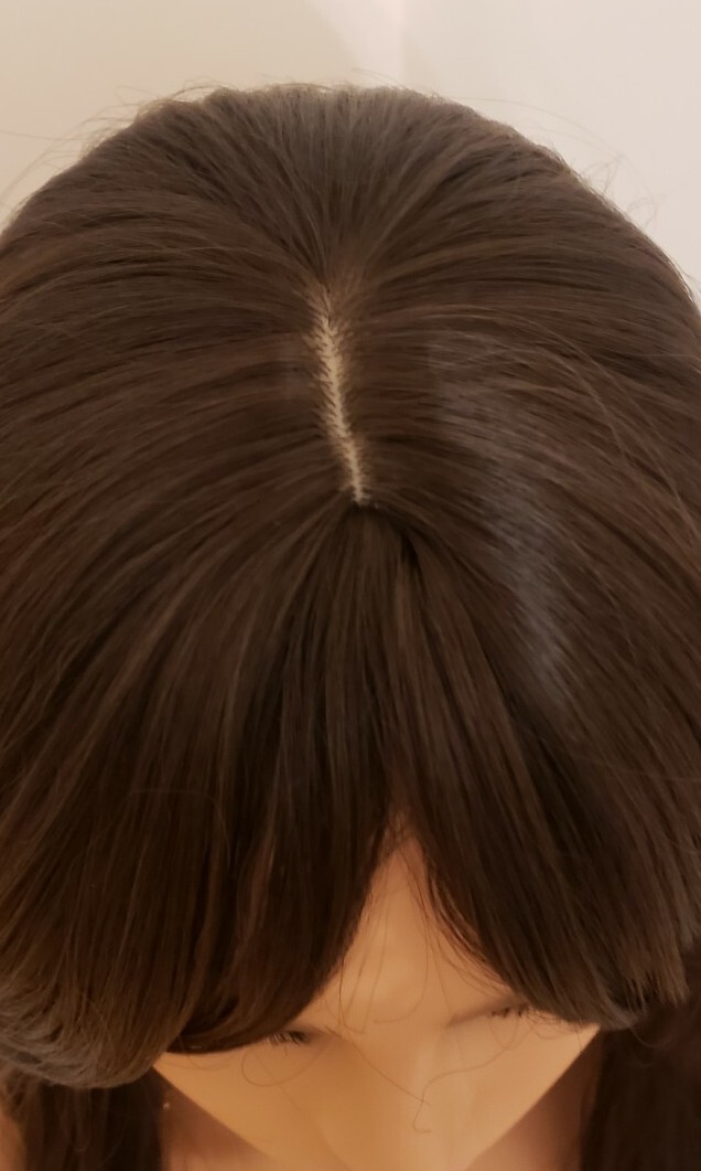 Long Straight Layered Bangs Black Human Hair Blend Full Wig Rainbow