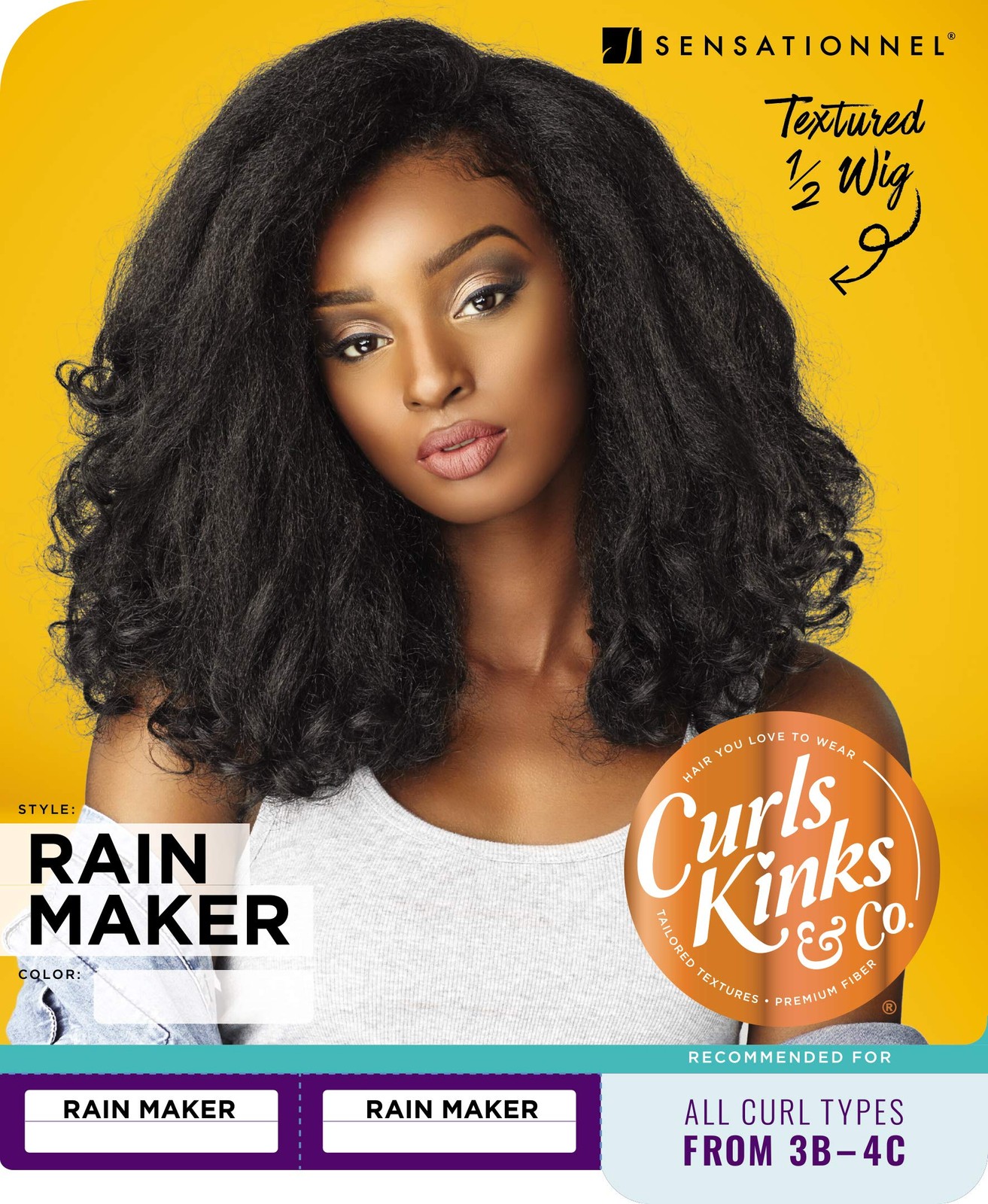 Sensationnel Curls Kinksandco Half Wig Rain Maker Drawstring Cap 3C-4C