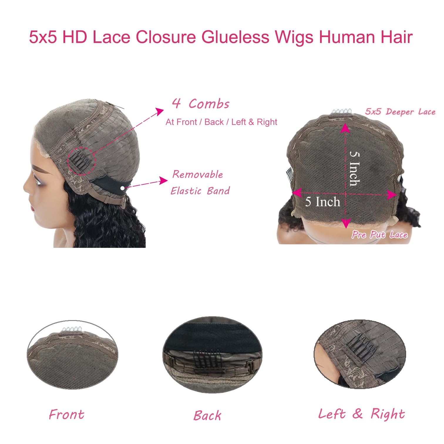 Highlight Ombre 4/27 Human Hair Wear and Go Glueless Wigs Deep Wave Curly Wet…
