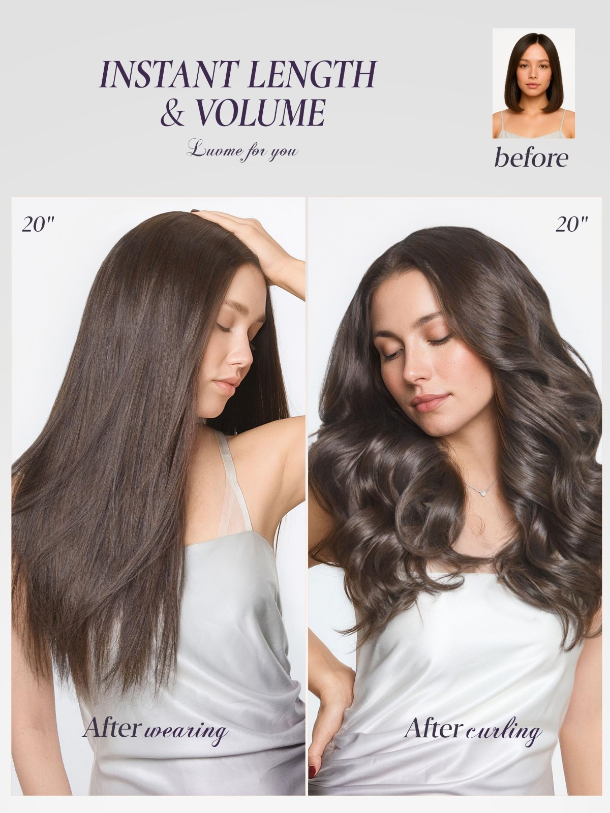 Handmade Clip-In Hair Extensions 18″ 120g 7pcs Rich Mocha Brown Straight Double