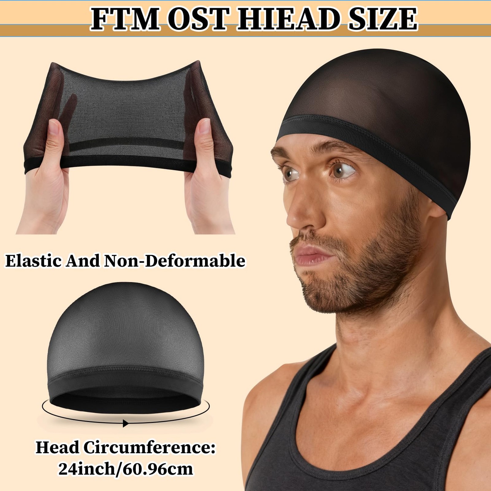 20-Pack Wave Caps for Men – Stretchy Nylon Skull Cap, Wide Elastic Band Anti-…