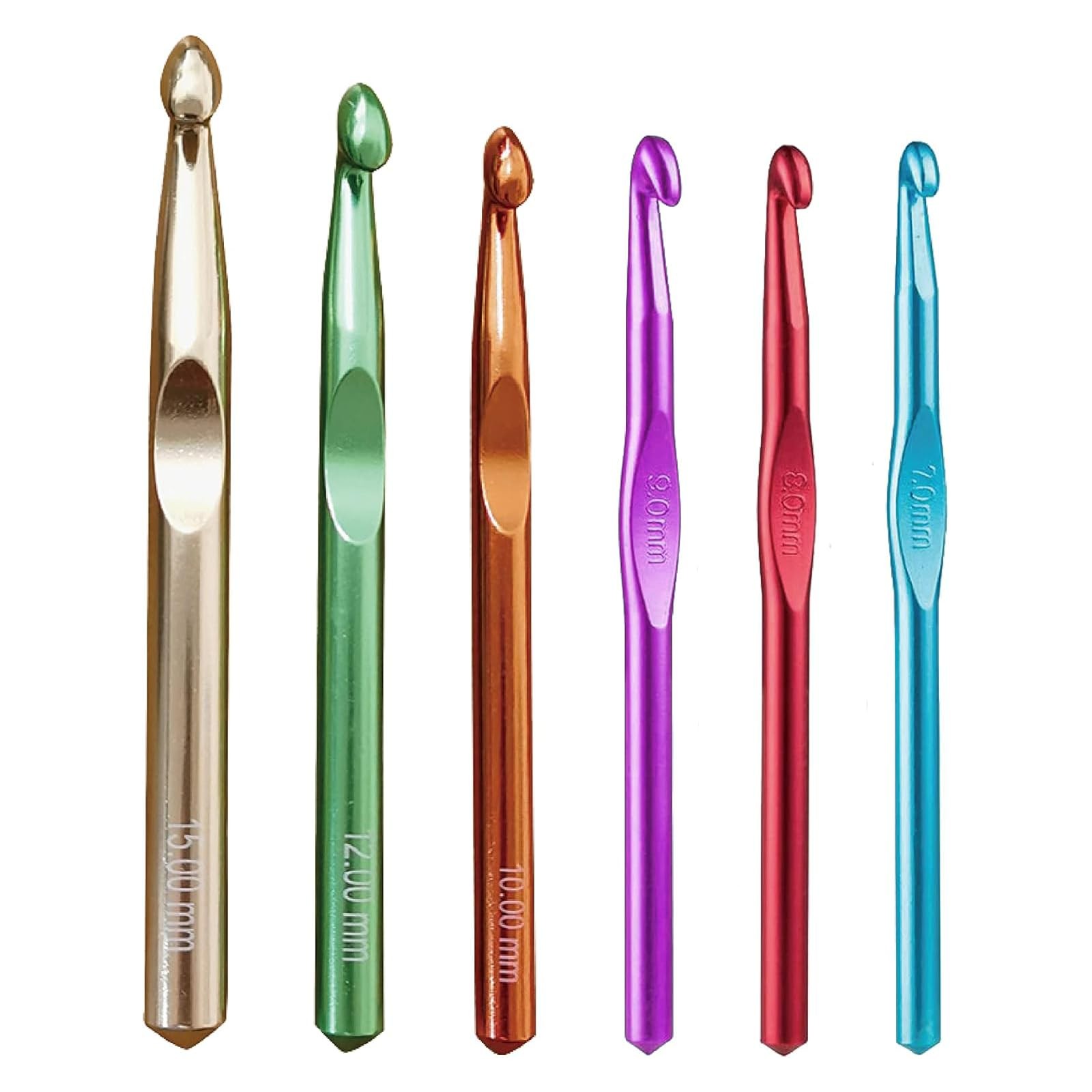 Large Aluminum Crochet Hooks Set 7mm, 8mm, 9mm,10mm, 12mm, 7.0-15.0mm, Purple