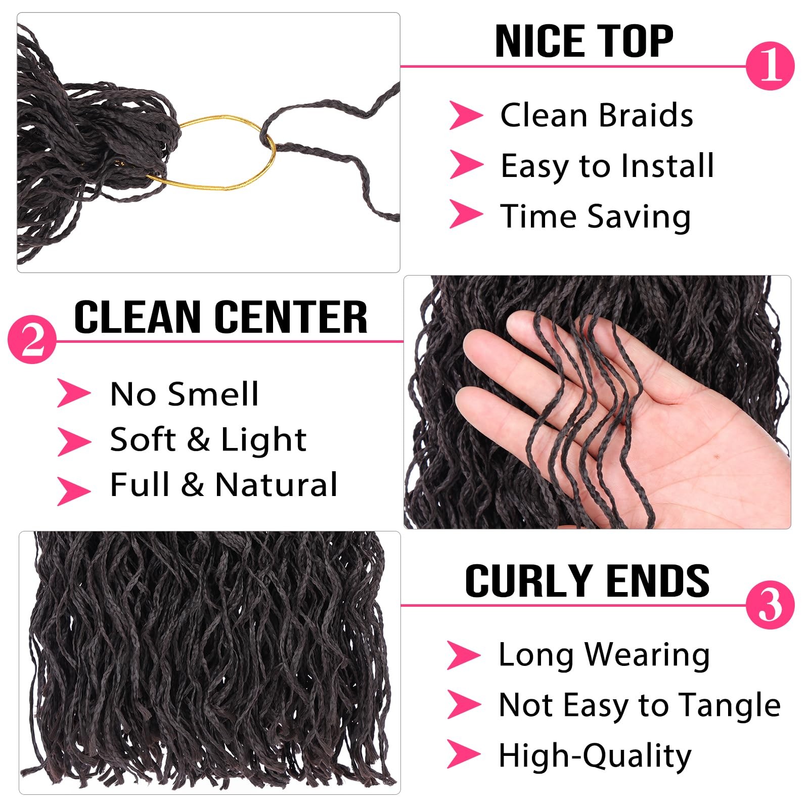 Ruiyok 18 Inch Micro Braids Crochet Hair 240 Strands Dark Brown Curly Zizi