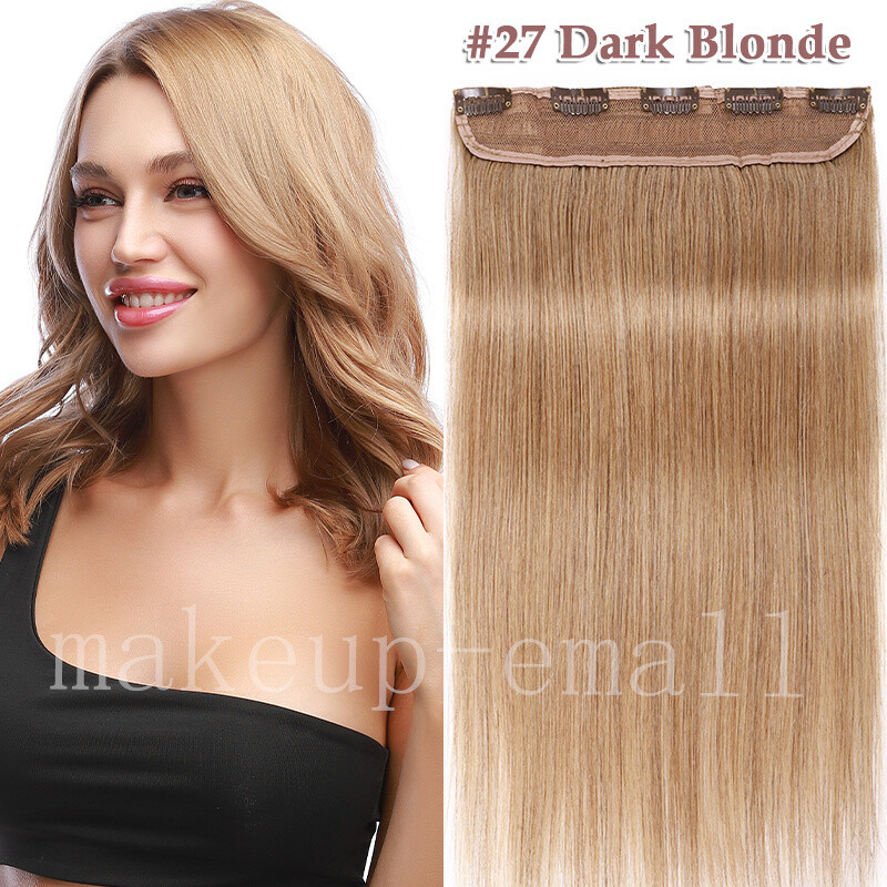 Clip In On One Piece Real Remy Hairpiece 100% Human Hair Extensions Highlight UK