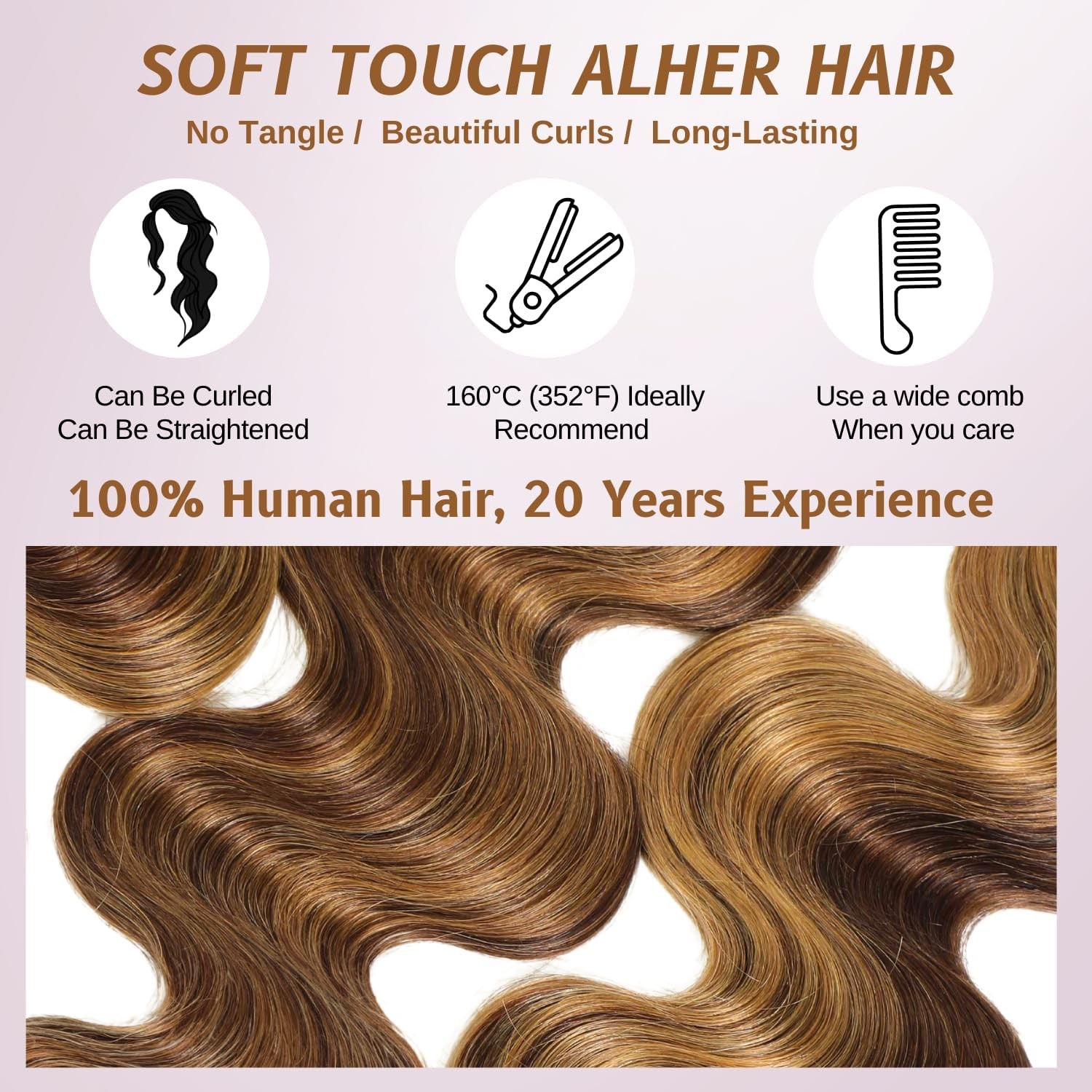 Alher Long Deep Part 2X6 Closure Body Wave Honey Blonde Highlight 18 Inch Ombre
