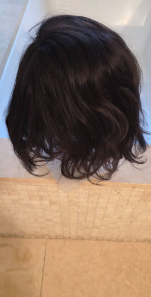 Short Bob Ombre Dark Brown Wigs with Bangs 100% Human Hair Wigs None Lace