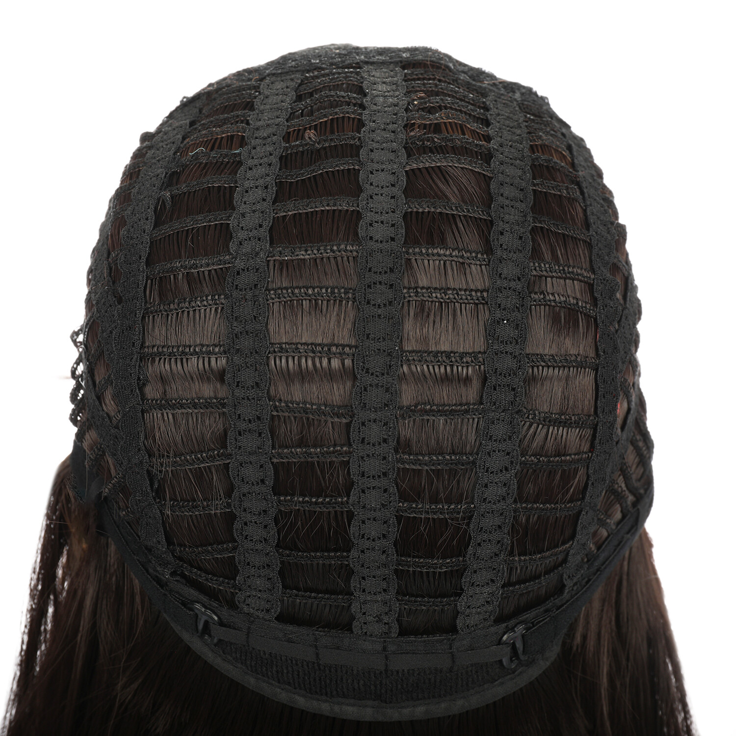 55cm Brown High Temperature Fiber Hair Wigs With Bangs For Women Natural Hair